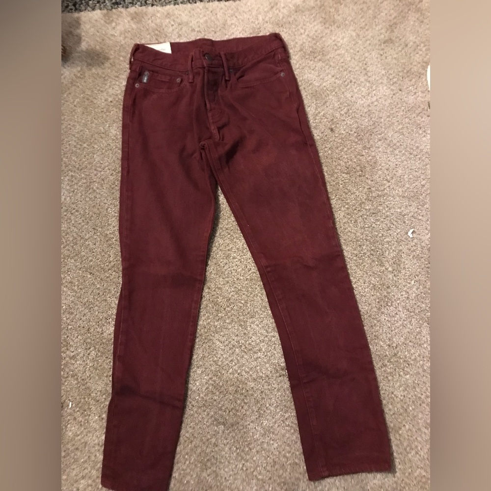New Abercrombie and finch maroon straight leg jeans 30 x 30